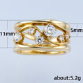Gold Zircon Wave Geometric Line Women's Ring, Elegant Fashion Finger Jewelry view 5