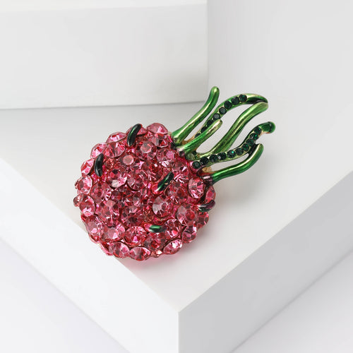 Alloy Rhinestone Dragon Fruit Brooch For Cute Women's Clothing Decor