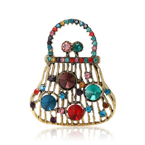 Alloy Rhinestone Handbag Brooch Pin For Women Suit Decoration