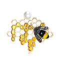 Alloy Enamel Bee Honeycomb Brooch Insect Lapel Pin For Bags view 2