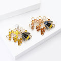 Alloy Enamel Bee Honeycomb Brooch Insect Lapel Pin For Bags view 3