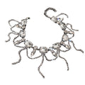 Light Luxury Copper Rhinestone Tassel Necklace For Women, Round Elegant Minimalist Clavicle Chain view 5