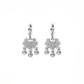 Elegant Rhinestone Chinese Longevity Lock Bell Tassel Silver Alloy Huggie Hoop Drop Earrings view 5