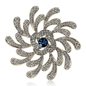 Alloy Full Rhinestone Flower Brooch Pin For Suits And Coats
