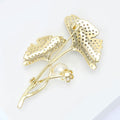 Alloy Ginkgo Leaf Brooch With Zircon And Pearl For Suits view 4