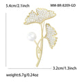 Alloy Ginkgo Leaf Brooch With Zircon And Pearl For Suits view 5