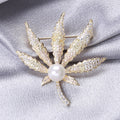 Copper Zircon Maple Leaf Brooch For Autumn Winter Fashion Decoration view 3