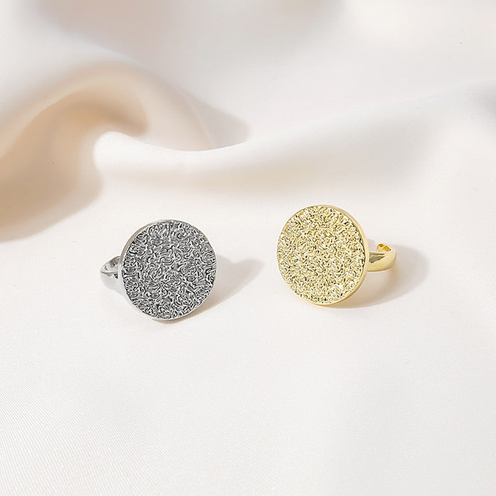 Fashion Geometric Round Pleated Bead Open Ring For Women, Fresh Minimal Adjustable Finger Jewelry