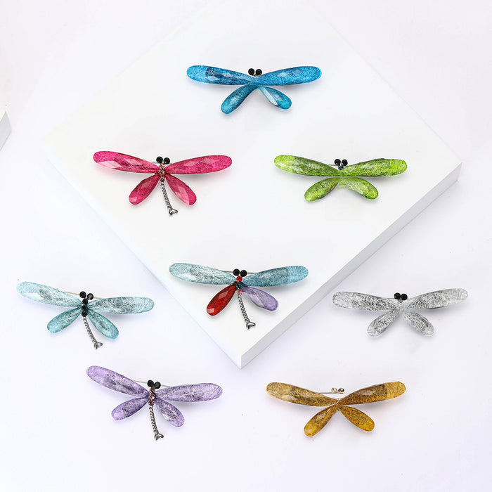 Alloy Rhinestone Dragonfly Brooch Pin For Women's Coat Decoration