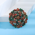 Alloy Rhinestone Rose Flower Brooch Pin For Coat Clothing Fastening view 4