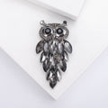 Alloy Rhinestone Glass Owl Brooch Pin For Men Apparel Decoration view 4