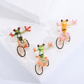 Alloy Creative Bicycle Frog Brooch Pin For Coats And Suits view 1