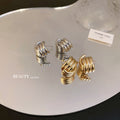 Alloy Geometric Interlaced Stud Earrings, Irregular Minimalist Cool Style Metal Ear Jewelry view 1