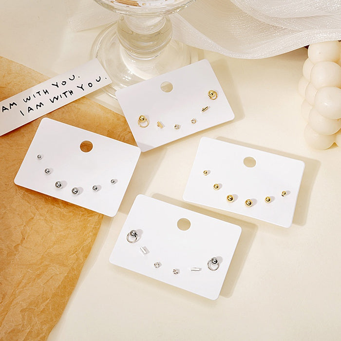 Minimalist Gold Silver Alloy Zircon Stud Set, Six Piece Delicate Geometric Luxury Women's Earrings