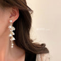 Korean Style Alloy Pearl Flower Tassel Drop Earrings With Silver Needle view 2
