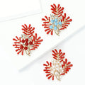 Alloy Enamel Red Coral Pearl Brooch For Coat Sweaters view 2