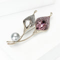 Alloy Glass Flower Brooch Crystal Lapel Pin For Elegant Apparel view 2