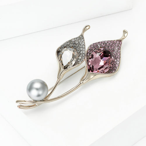 Alloy Glass Flower Brooch Crystal Lapel Pin For Elegant Apparel