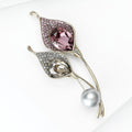 Alloy Glass Flower Brooch Crystal Lapel Pin For Elegant Apparel view 3