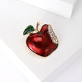 Alloy Enamel Red Apple Brooch Pin With Rhinestones For Sweaters view 3