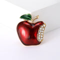 Alloy Enamel Red Apple Brooch Pin With Rhinestones For Sweaters view 1
