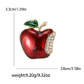 Alloy Enamel Red Apple Brooch Pin With Rhinestones For Sweaters view 5