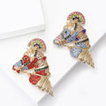 Alloy Rhinestone Rainbow Horse Head Brooch For Coat And Bags view 2