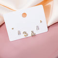 Elegant Gold Alloy Rhinestone 1314 Number Stud Earring Set, Romantic Dainty Silver Needle Earrings view 2