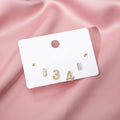 Elegant Gold Alloy Rhinestone 1314 Number Stud Earring Set, Romantic Dainty Silver Needle Earrings view 1