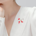 Alloy Red Bow Brooch Pin For Suits Sweaters And Coats view 3