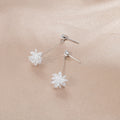Elegant Long Ice Flower Crystal Zircon Silver Needle Stud Drop Dangle Women's Fashion Earrings view 1