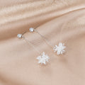 Elegant Long Ice Flower Crystal Zircon Silver Needle Stud Drop Dangle Women's Fashion Earrings view 2