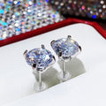 Classic Four Prong Round Zircon Stud Earrings Simple Single Stone Earrings For Women view 2