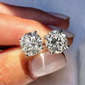 Classic Four Prong Round Zircon Stud Earrings Simple Single Stone Earrings For Women view 5