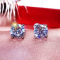 Classic Four Prong Round Zircon Stud Earrings Simple Single Stone Earrings For Women view 4