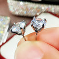 Classic Four Prong Round Zircon Stud Earrings Simple Single Stone Earrings For Women view 3