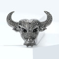 Gunmetal Alloy Rhinestone Ox Brooch Pin For Zodiac Accessories view 2