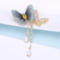 Embroidered Fabric Zircon Tassel Butterfly Brooch For Suit Lapel view 1