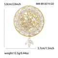 Luxury Alloy Zircon Hollow Round Pendant Brooch Pin For Coats view 4
