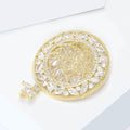 Luxury Alloy Zircon Hollow Round Pendant Brooch Pin For Coats view 3