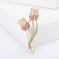 Alloy Zircon Double Tulip Brooch For Suits And Qipao view 3