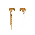 Korean Gold Plated Alloy Zircon C Shape Long Tassel Clip-on Earrings For Women view 5