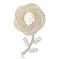 Alloy Pearl Hollow Flower Brooch For Blazer And Cardigan view 1