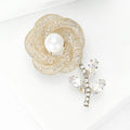 Alloy Pearl Hollow Flower Brooch For Blazer And Cardigan view 3