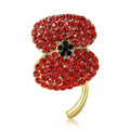 Alloy Rhinestone Red Poppy Flower Brooch For Fashion Lapel Decoration view 1