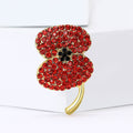 Alloy Rhinestone Red Poppy Flower Brooch For Fashion Lapel Decoration view 2