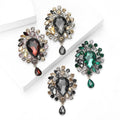 Alloy Crystal Brooch Pin With Pendant For Coat Decoration view 1