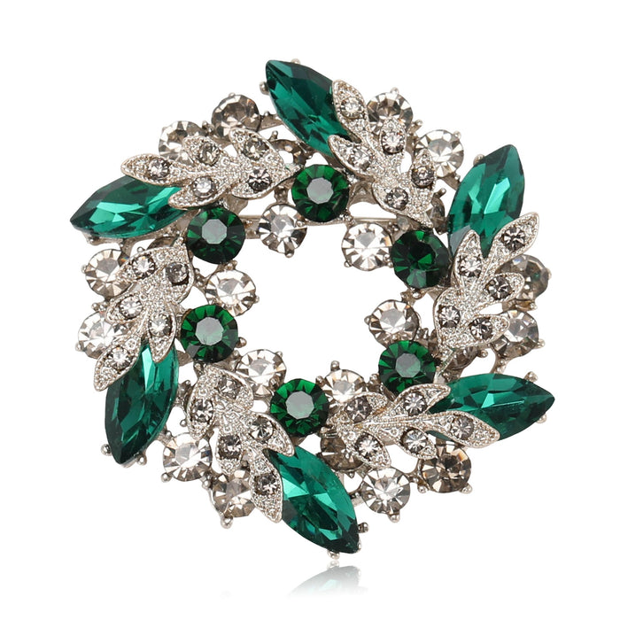 Alloy Rhinestone Bauhinia Wreath Brooch Pin For Women’s Apparel