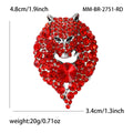Alloy Full Rhinestone Wolf Head Brooch Pin For Men's Lapels view 5