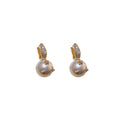 Gold Plated Faux Pearl Geometric Long Drop Earrings Korean Light Luxury Ear Cuff Style view 5